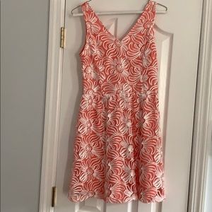 Women’s short coral and white dress